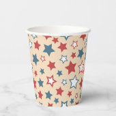 Red and Blue Stars, 4th of July, Beige Background 紙コップ (裏面)