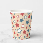 Red and Blue Stars, 4th of July, Beige Background 紙コップ (左)
