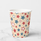 Red and Blue Stars, 4th of July, Beige Background 紙コップ (正面)