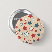 Red and Blue Stars, 4th of July, Beige Background 缶バッジ (正面&裏面)
