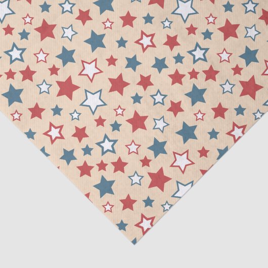 Red and Blue Stars, 4th of July, Beige Background 薄葉紙 (詳細)