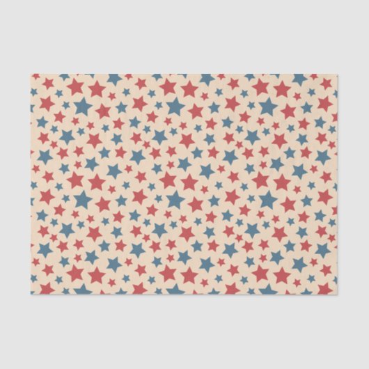 Red and Blue Stars, 4th of July, Beige Background 薄葉紙 (正面)