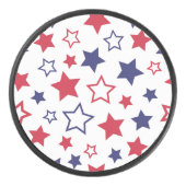 Red and Blue Stars, 4th of July, White Background アイスホッケーパック (正面)