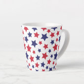 Red and Blue Stars, 4th of July, White Background カフェラテマグ (右アングル)