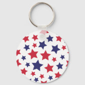Red and Blue Stars, 4th of July, White Background キーホルダー (正面)