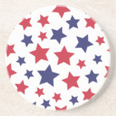 Red and Blue Stars, 4th of July, White Background コースター (正面)