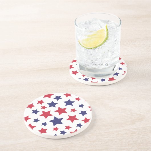 Red and Blue Stars, 4th of July, White Background コースター (側面)