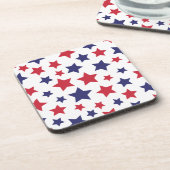Red and Blue Stars, 4th of July, White Background コースター (左側)