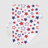 Red and Blue Stars, 4th of July, White Background ゴルフタオル (インサイチュ)