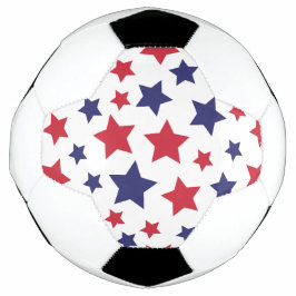 Red and Blue Stars, 4th of July, White Background サッカーボール