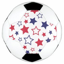 Red and Blue Stars, 4th of July, White Background サッカーボール