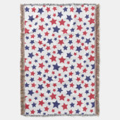 Red and Blue Stars, 4th of July, White Background スローブランケット (正面縦)