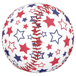 Red and Blue Stars, 4th of July, White Background ソフトボール