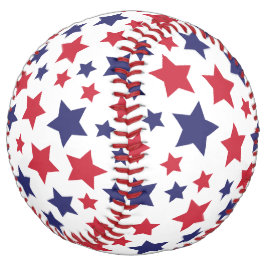 Red and Blue Stars, 4th of July, White Background ソフトボール