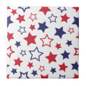 Red and Blue Stars, 4th of July, White Background タイル (正面)