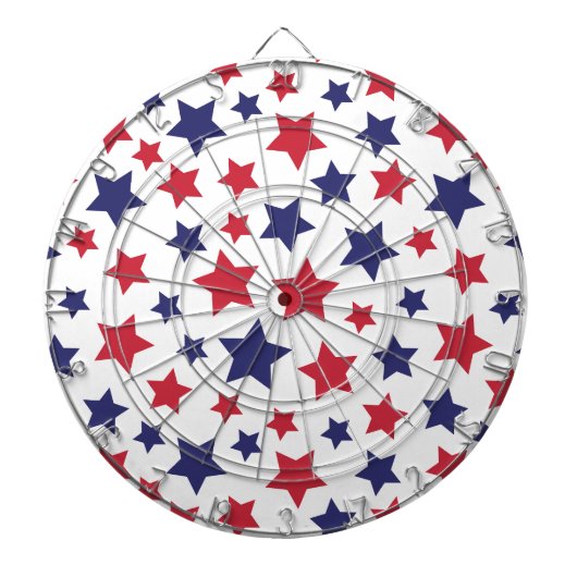 Red and Blue Stars, 4th of July, White Background ダーツボード (正面)