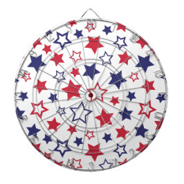 Red and Blue Stars, 4th of July, White Background ダーツボード
