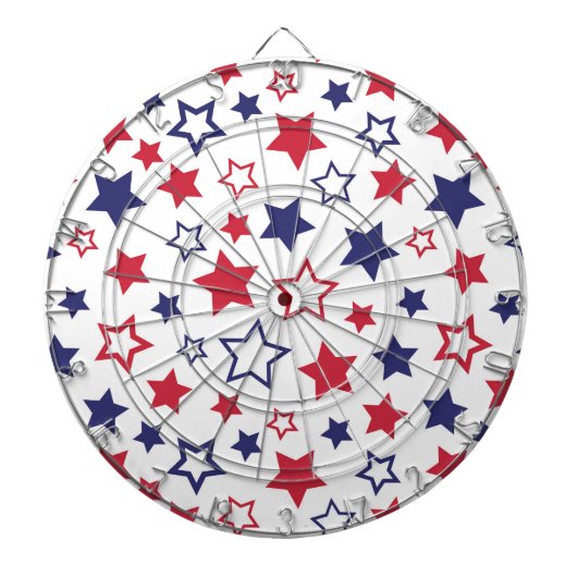 Red and Blue Stars, 4th of July, White Background ダーツボード (正面)