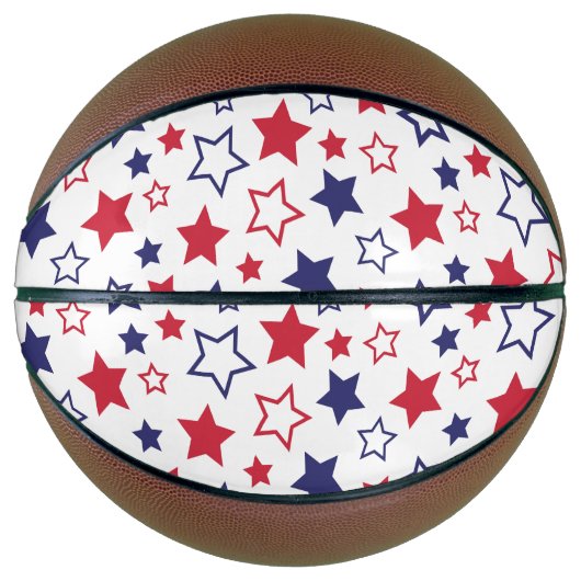 Red and Blue Stars, 4th of July, White Background バスケットボール (正面)