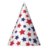 Red and Blue Stars, 4th of July, White Background パーティーハット (左)