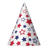 Red and Blue Stars, 4th of July, White Background パーティーハット (左)