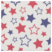 Red and Blue Stars, 4th of July, White Background ファブリック (クローズアップ)