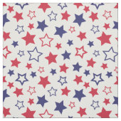 Red and Blue Stars, 4th of July, White Background ファブリック (見本)