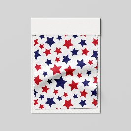 Red and Blue Stars, 4th of July, White Background ファブリック