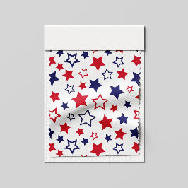 Red and Blue Stars, 4th of July, White Background ファブリック