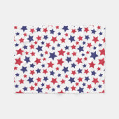 Red and Blue Stars, 4th of July, White Background フリースブランケット (正面(横))