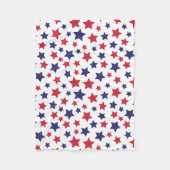 Red and Blue Stars, 4th of July, White Background フリースブランケット (正面)