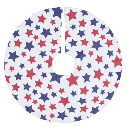 Red and Blue Stars, 4th of July, White Background ブラッシュドポリエステルツリースカート (正面)