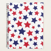 Red and Blue Stars, 4th of July, White Background プランナー手帳 (正面)