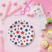 Red and Blue Stars, 4th of July, White Background ペーパープレート (パーティー)
