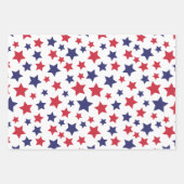 Red and Blue Stars, 4th of July, White Background ラッピングペーパーシート (正面)