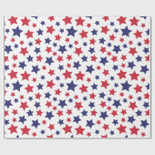 Red and Blue Stars, 4th of July, White Background ラッピングペーパー (フラット)