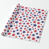 Red and Blue Stars, 4th of July, White Background ラッピングペーパー (アンロールド)