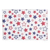 Red and Blue Stars, 4th of July, White Background 枕カバー (正面)