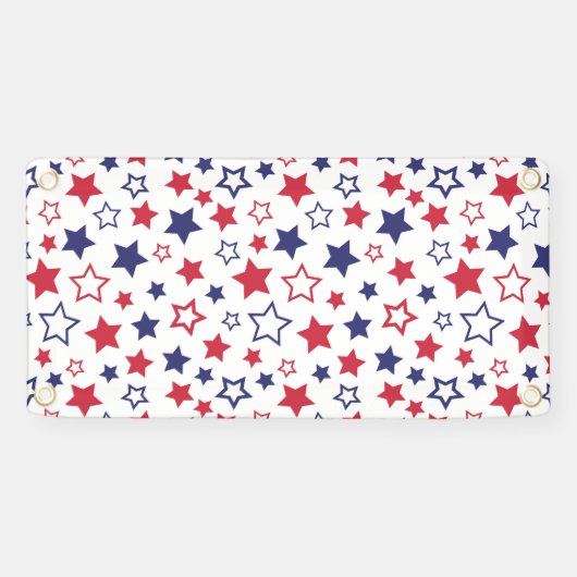 Red and Blue Stars, 4th of July, White Background 横断幕 (横)