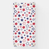 Red and Blue Stars, 4th of July, White Background 横断幕 (縦)