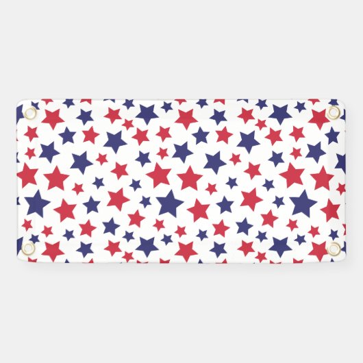 Red and Blue Stars, 4th of July, White Background 横断幕 (横)