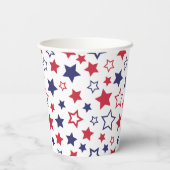 Red and Blue Stars, 4th of July, White Background 紙コップ (裏面)
