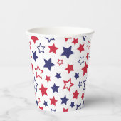 Red and Blue Stars, 4th of July, White Background 紙コップ (正面)