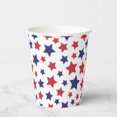 Red and Blue Stars, 4th of July, White Background 紙コップ (裏面)