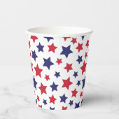 Red and Blue Stars, 4th of July, White Background 紙コップ (正面)