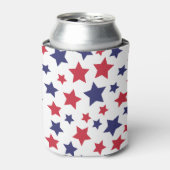 Red and Blue Stars, 4th of July, White Background 缶クーラー (缶正面)
