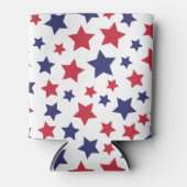 Red and Blue Stars, 4th of July, White Background 缶クーラー (正面)