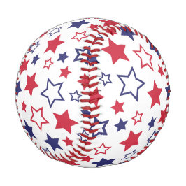 Red and Blue Stars, 4th of July, White Background 野球ボール