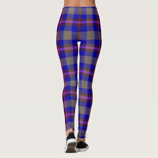 Red And Blue Tartan Fabric レギンス (裏面)