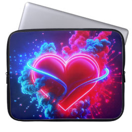 Red and Blue Valentine Heart on an Electronics Bag ラップトップスリーブ